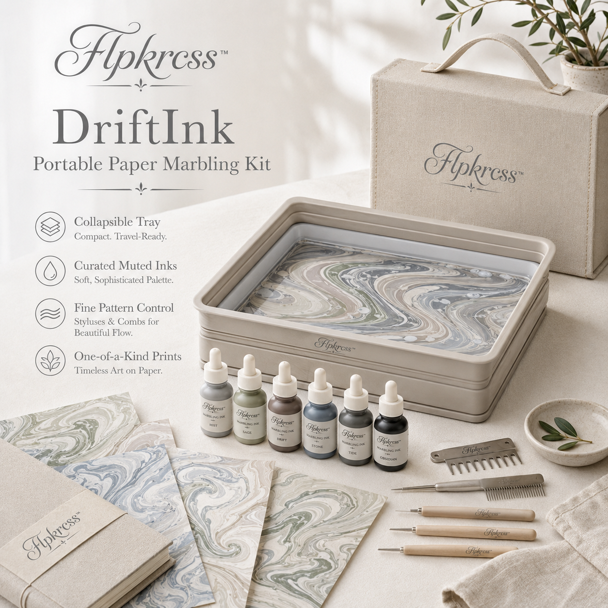 Flpkrcss™ DriftInk Portable Paper Marbling Kit