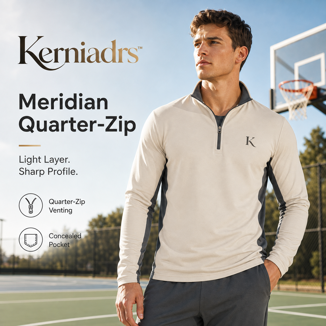 Kerniadrs™ Unisex Meridian Quarter-Zip Performance Pullover | Unisex Lightweight Running Jacket, Half-Zip Training Top, Athletic Layering Pullover