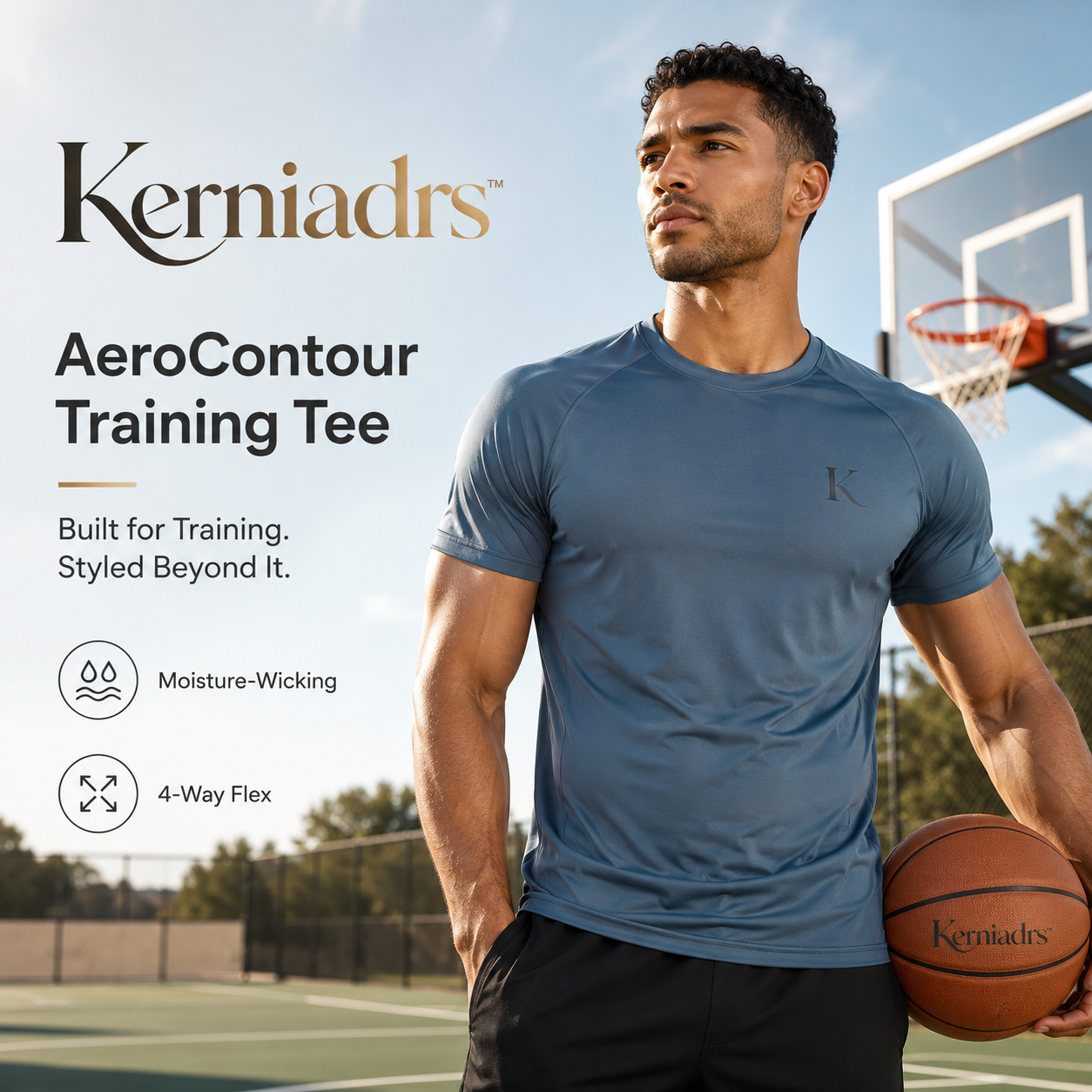 Kerniadrs™ Men’s AeroContour Performance Training T-Shirt | Men’s Moisture-Wicking Gym Shirt, Athletic Workout Tee, Breathable Running Top