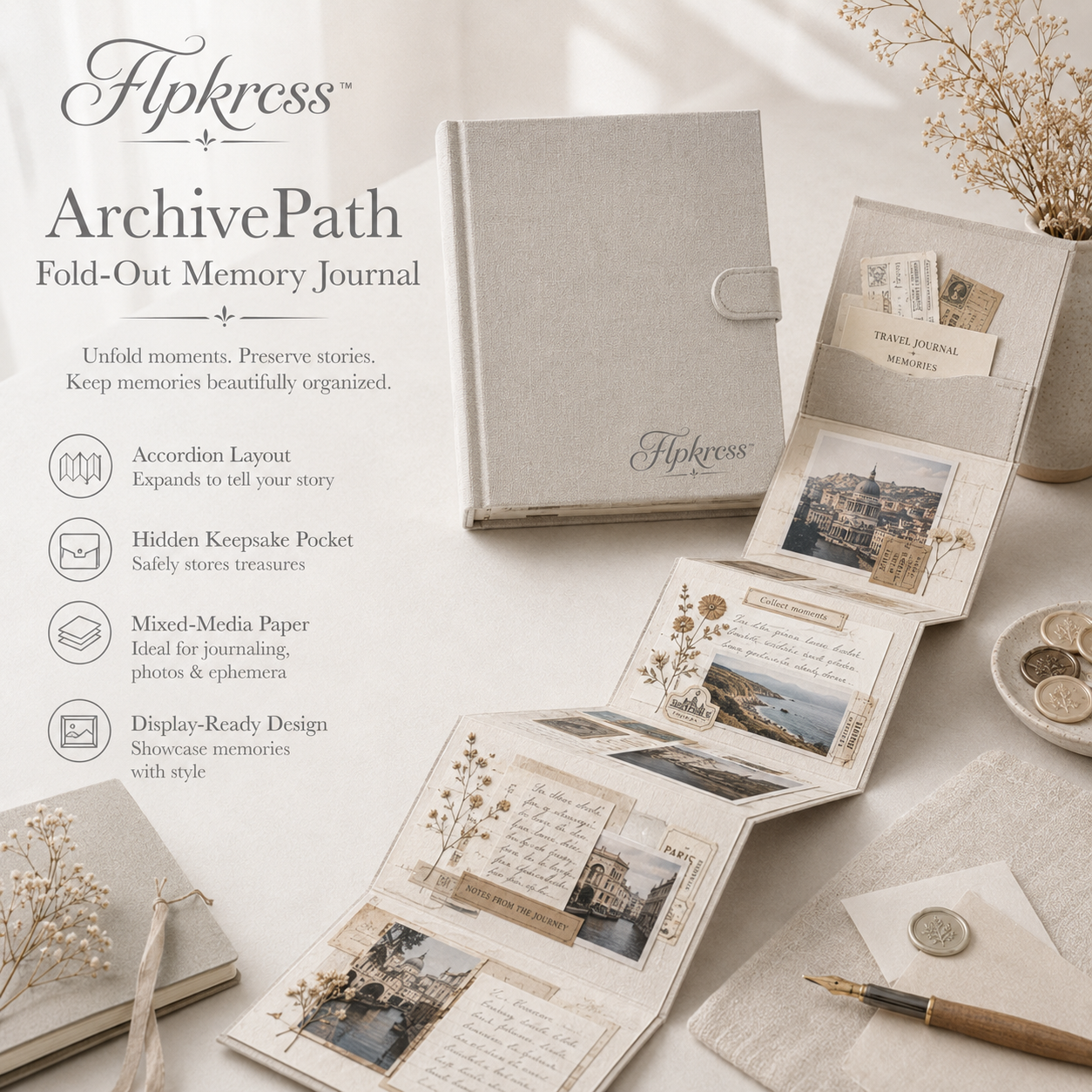 Flpkrcss™ ArchivePath Fold-Out Memory Journal