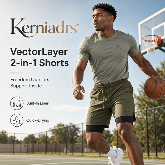 Kerniadrs™ Men’s VectorLayer 2-in-1 Training Shorts | Men’s 7-Inch Gym Shorts, Built-In Compression Liner, Running and Workout Shorts