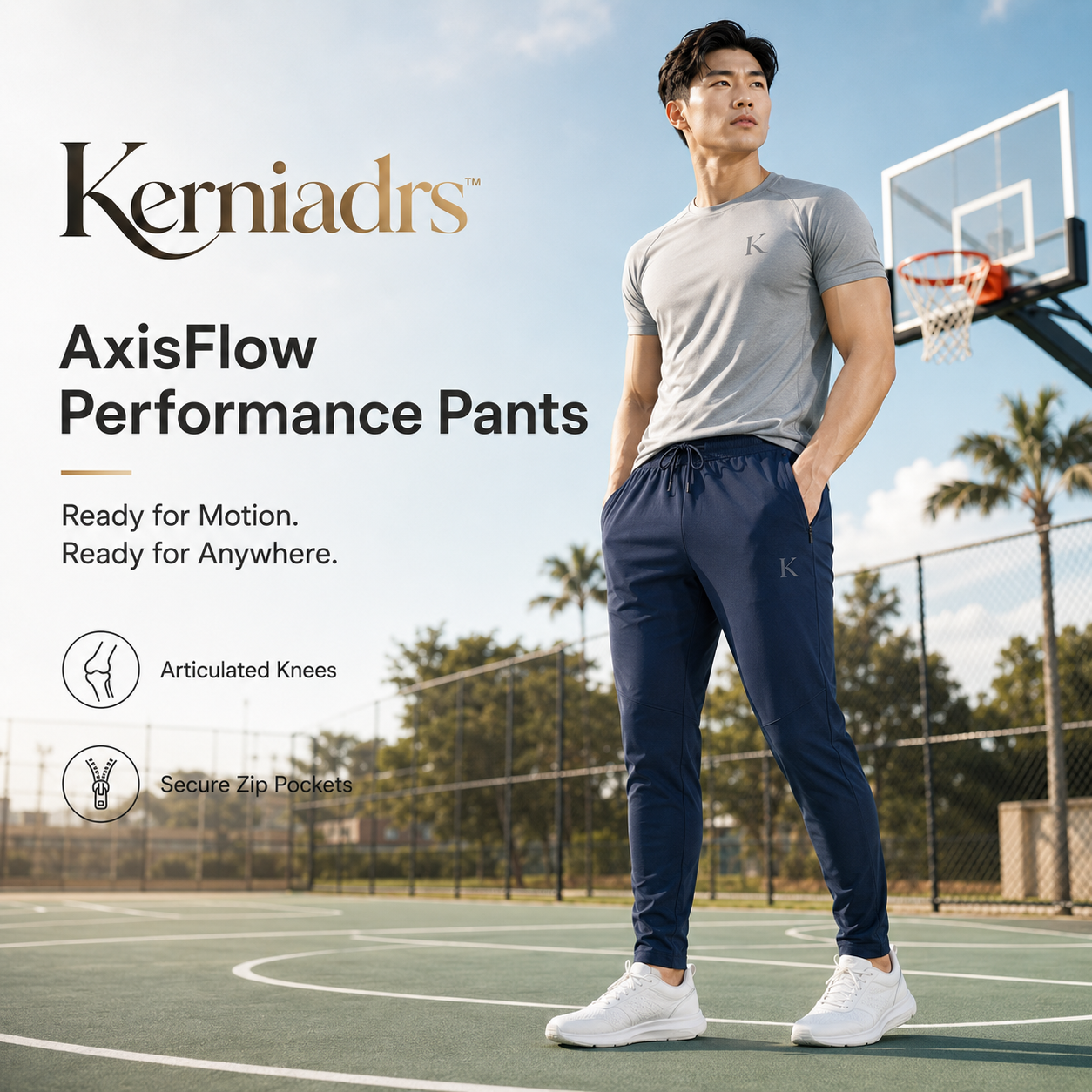 Kerniadrs™ Men’s AxisFlow Tapered Performance Pants | Men’s Slim Athletic Joggers, Stretch Training Pants, Gym and Travel Track Pants
